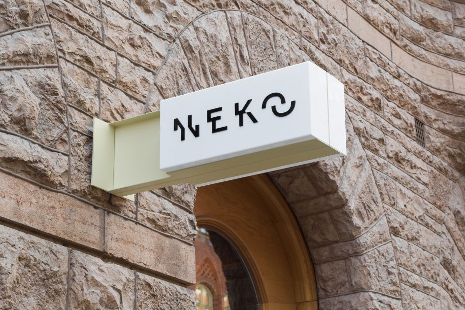 Neko’s logotype is split in half, with the lower part slightly ahead, reflecting their tagline, Ahead of Your Health. Work by Bedow