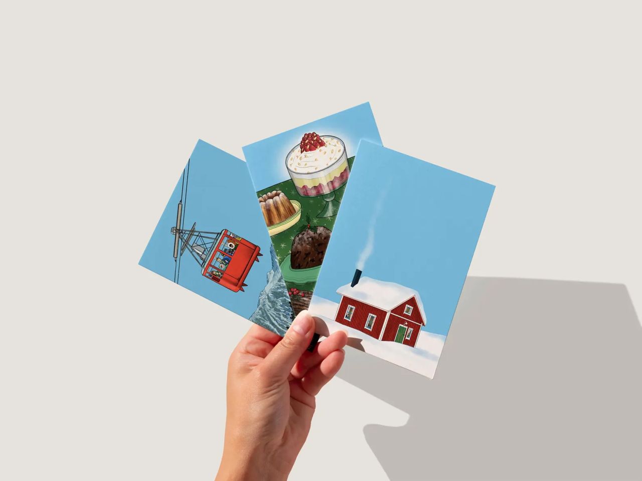 6 x A6 Christmas Cards - Cable Car Cosy by Lucy Hariades