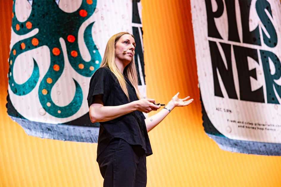 Julie speaking at The Design Conference in Brisbane, in June 2024.