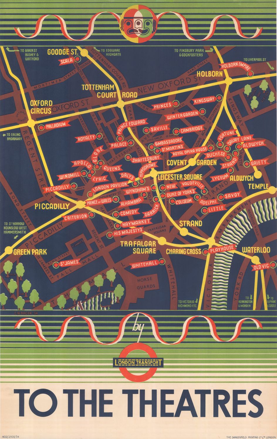 To The Theatres, Cecil Walter Bacon, 1934. Courtesy of The Map House