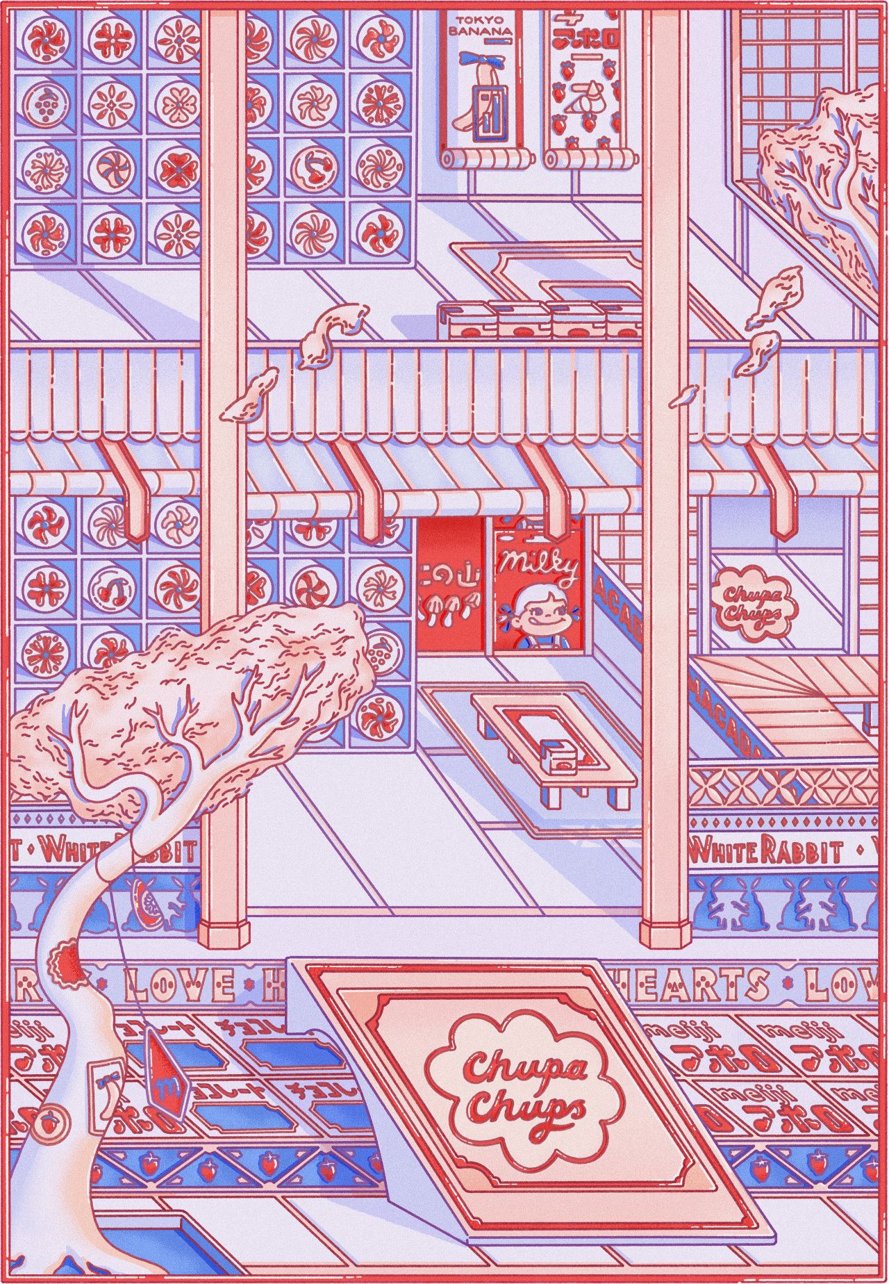 Lauren Ly's obsession with mini markets spills out into Japanese ukiyo-e  style illustrations