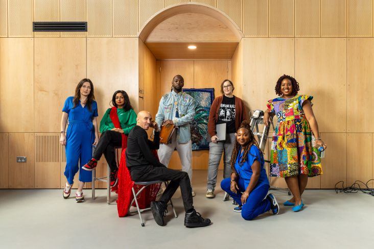 (L-R) Sophie Mahon, Afreena Islam Wright, Darren Pritchard, Courtney Hayles, Lisa Mattocks, Gherdai Hassell, Venessa Scott. Photography by Jules Lister