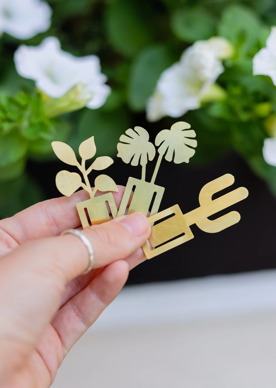 Brass Houseplant Bookmark Trio by Pivot