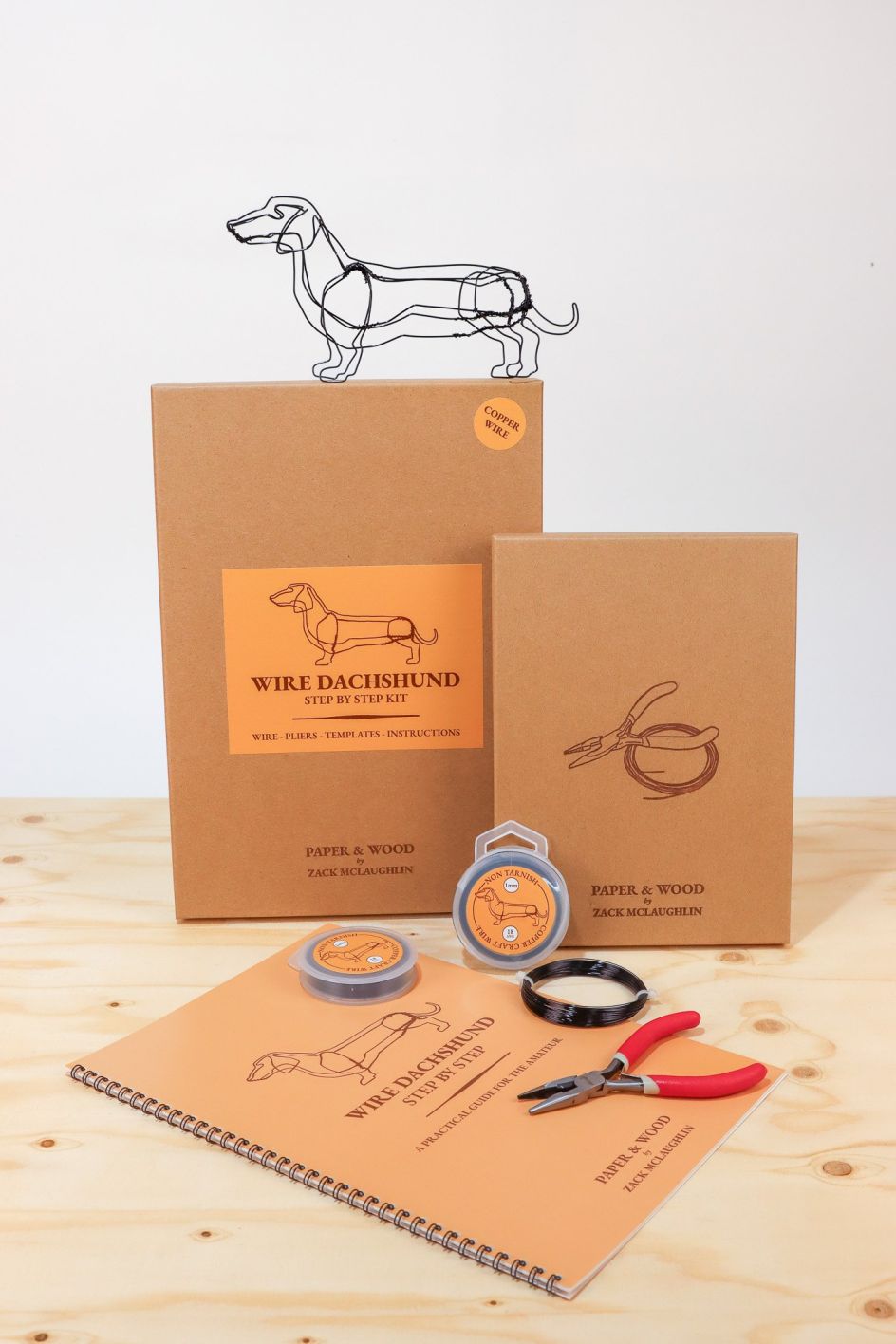 ###Wire Dachshund sculpture Kit by Paper & Wood