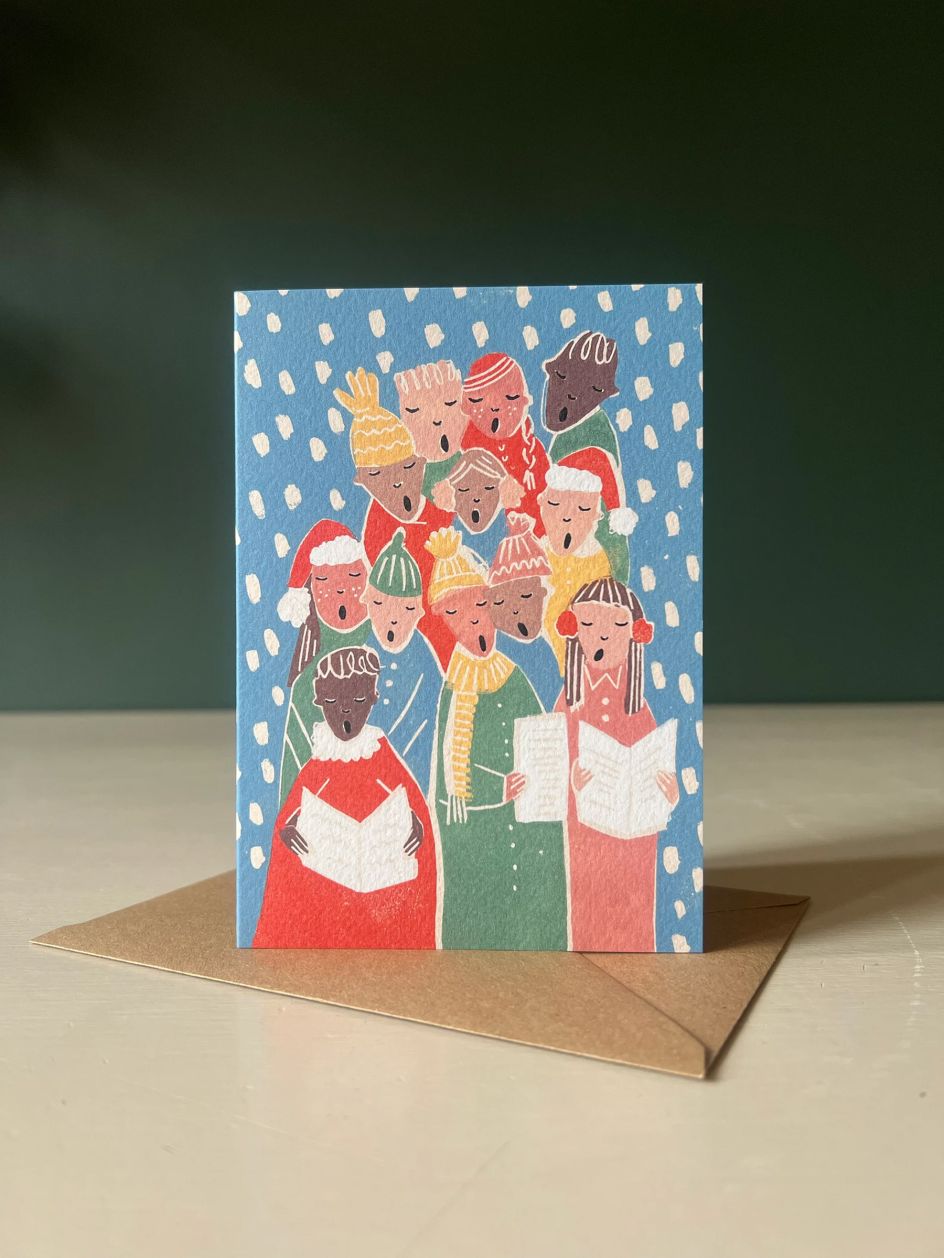 Handprinted Christmas Card by Luiza Holub