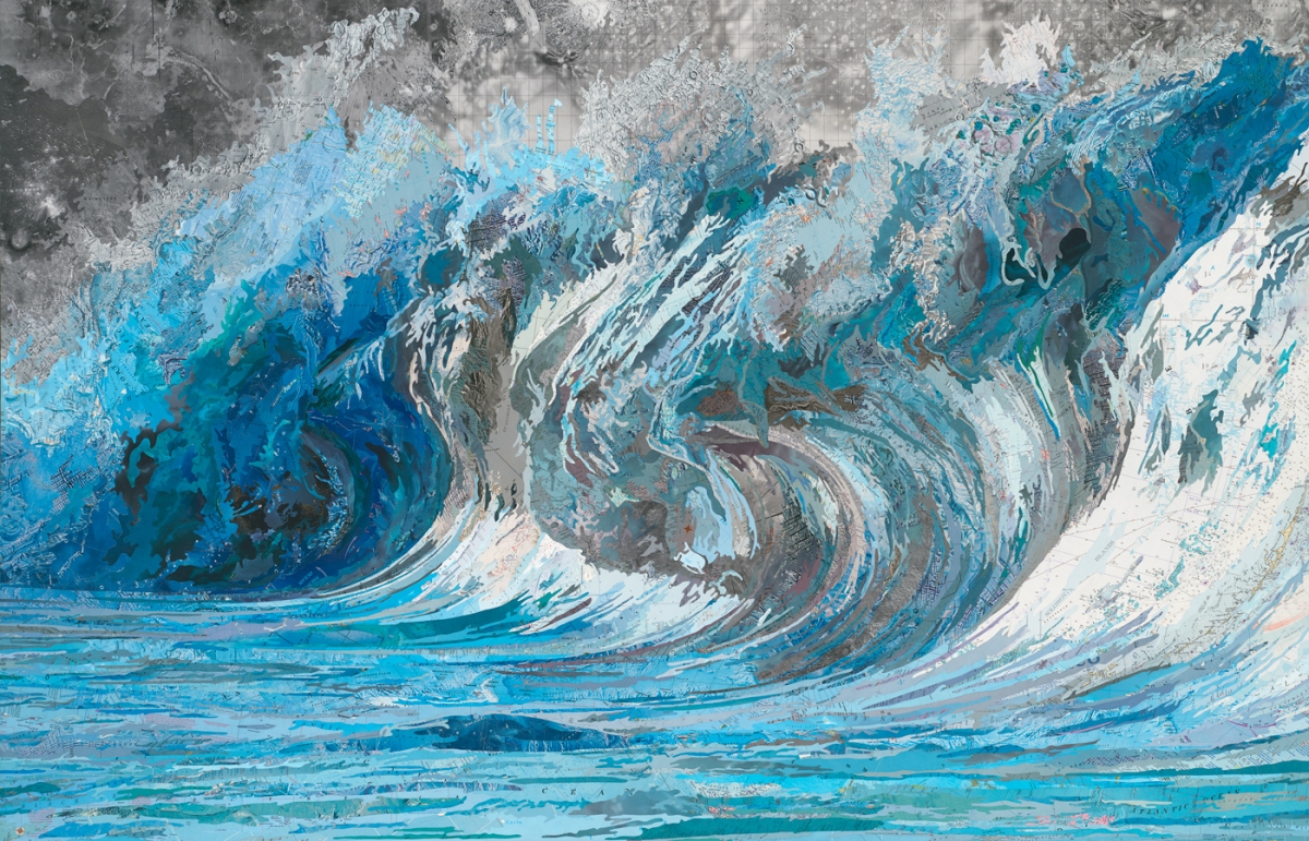 Map Works: Artist uses recycled maps to create striking ocean scenes ...