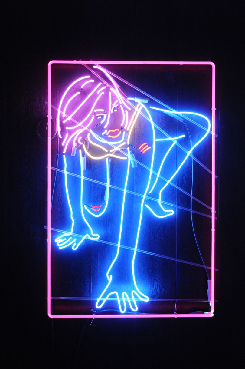 woman silhouette neon light