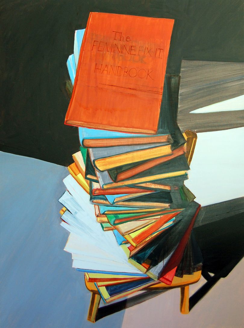 Bookish Art: Acrylic paintings of jumbled books and drawers by Jordan ...