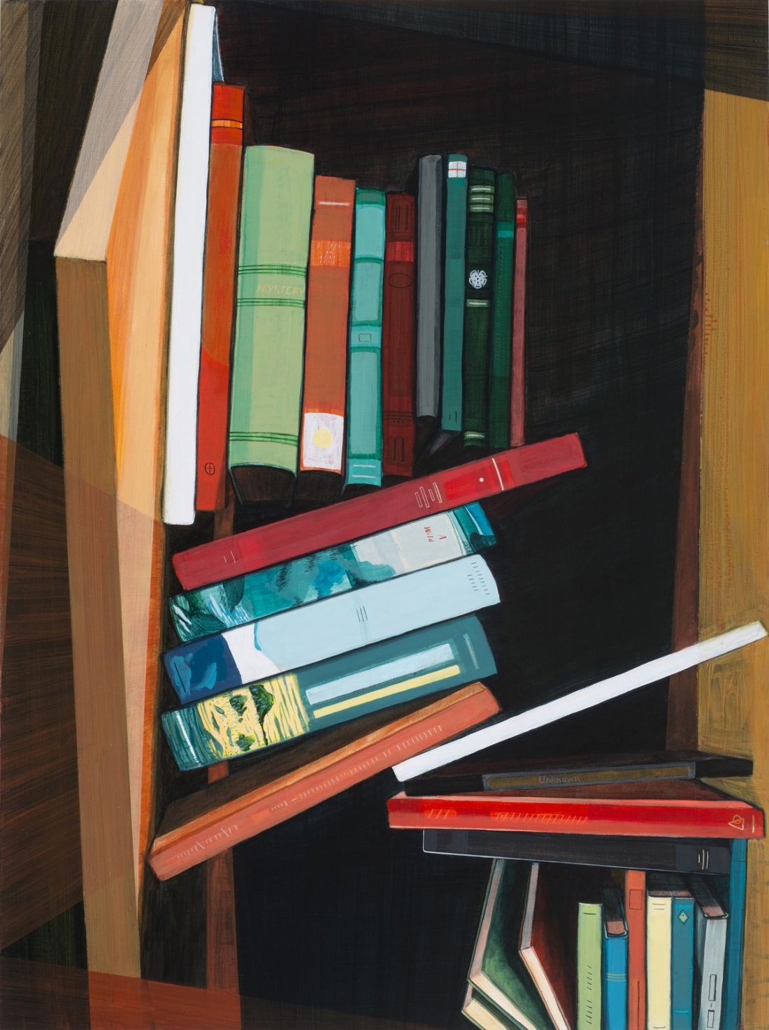 Bookish Art: Acrylic paintings of jumbled books and drawers by Jordan ...