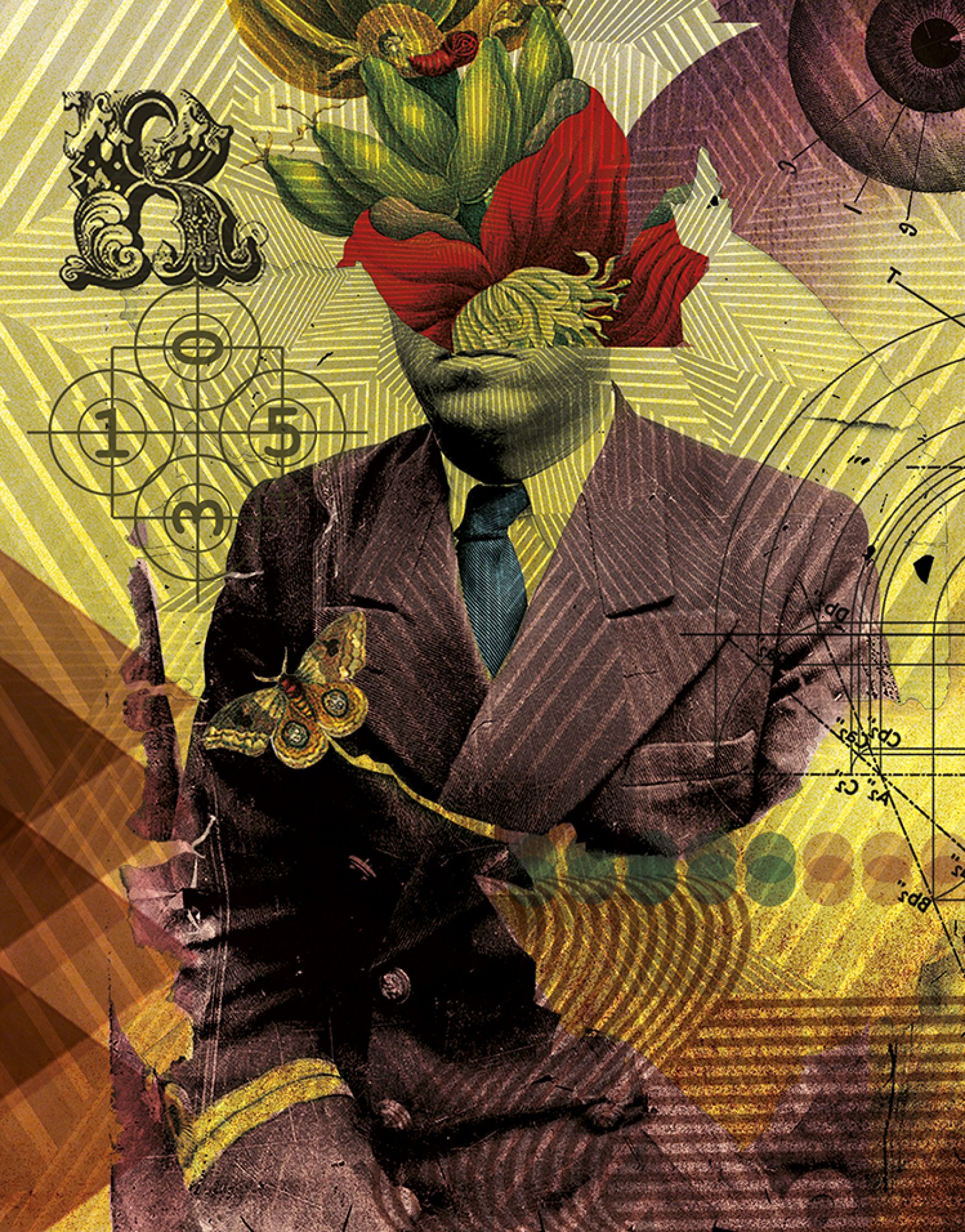 Bizarre collage art inspired by surrealism, the pop art movement and