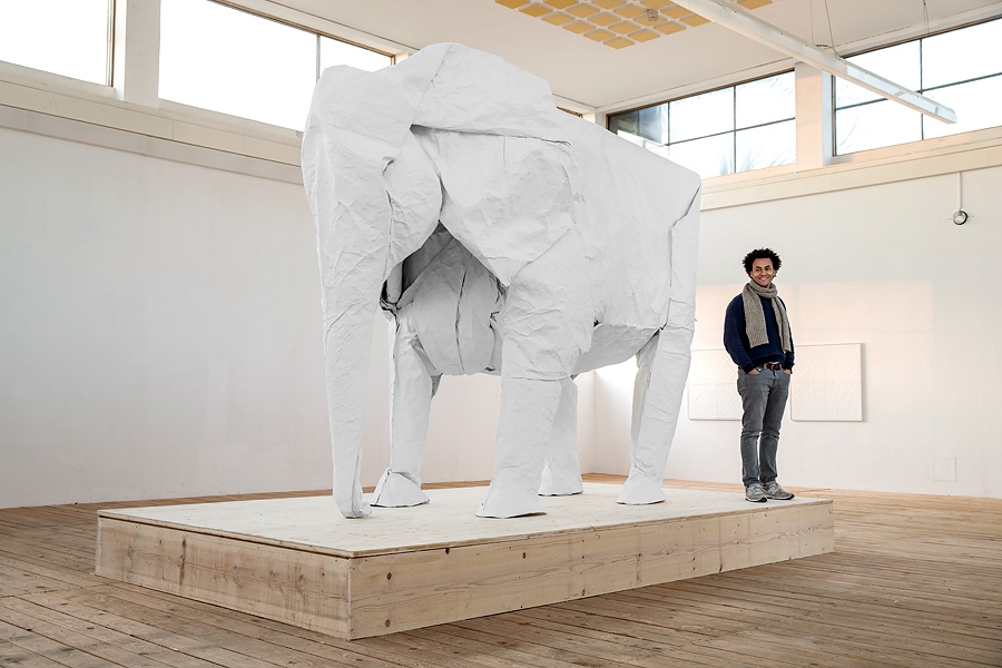 Origami Artist Creates Life Sized Elephant From One Piece Of